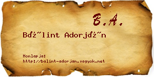 Bálint Adorján névjegykártya