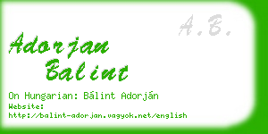 adorjan balint business card